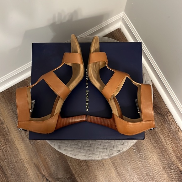 ADRIENNE VITTADINI Varsity Strappy Waxy Wash Leather Zip-Back Heels